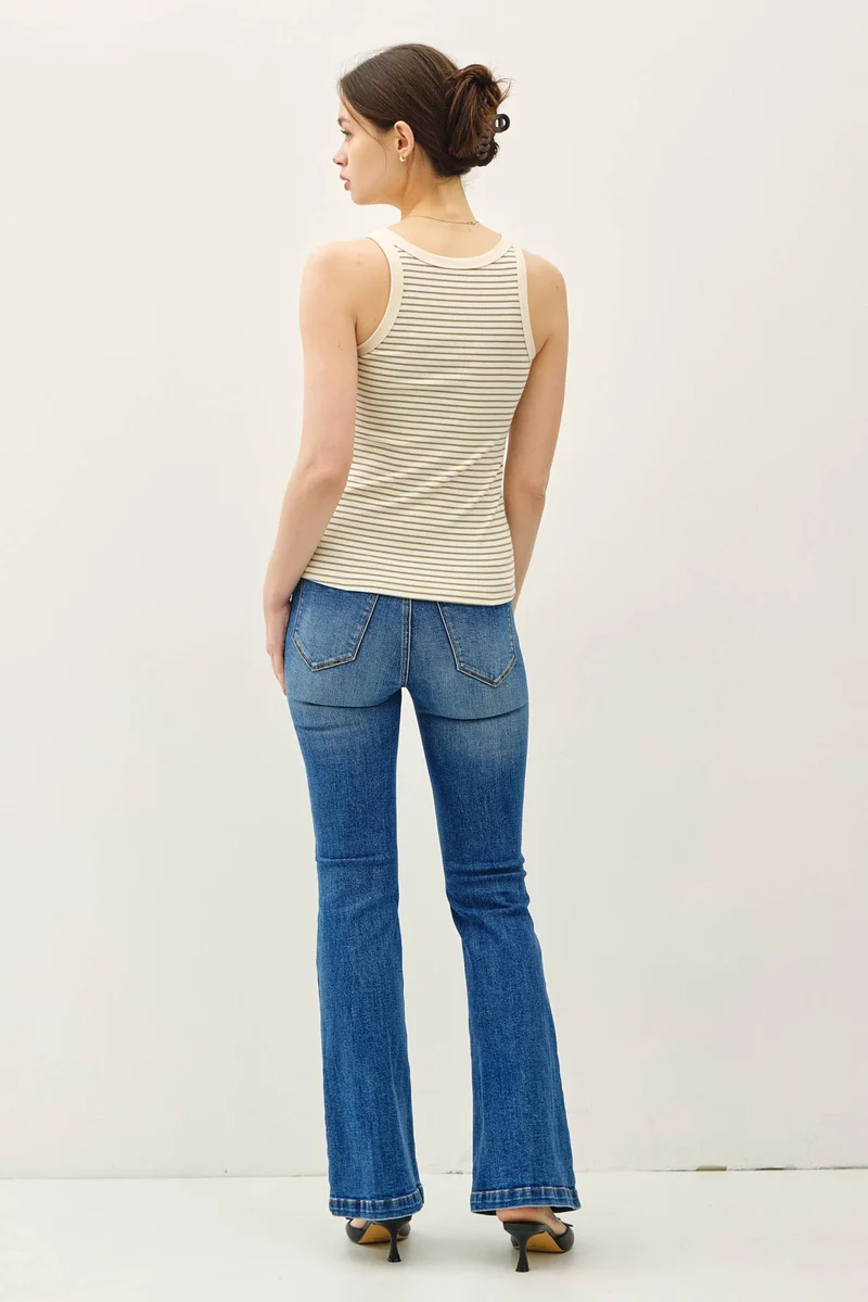 Olive cotton blend Stripeg