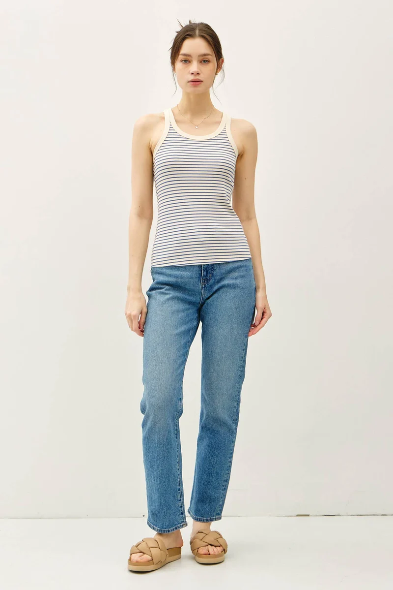 Olive cotton blend Stripeg