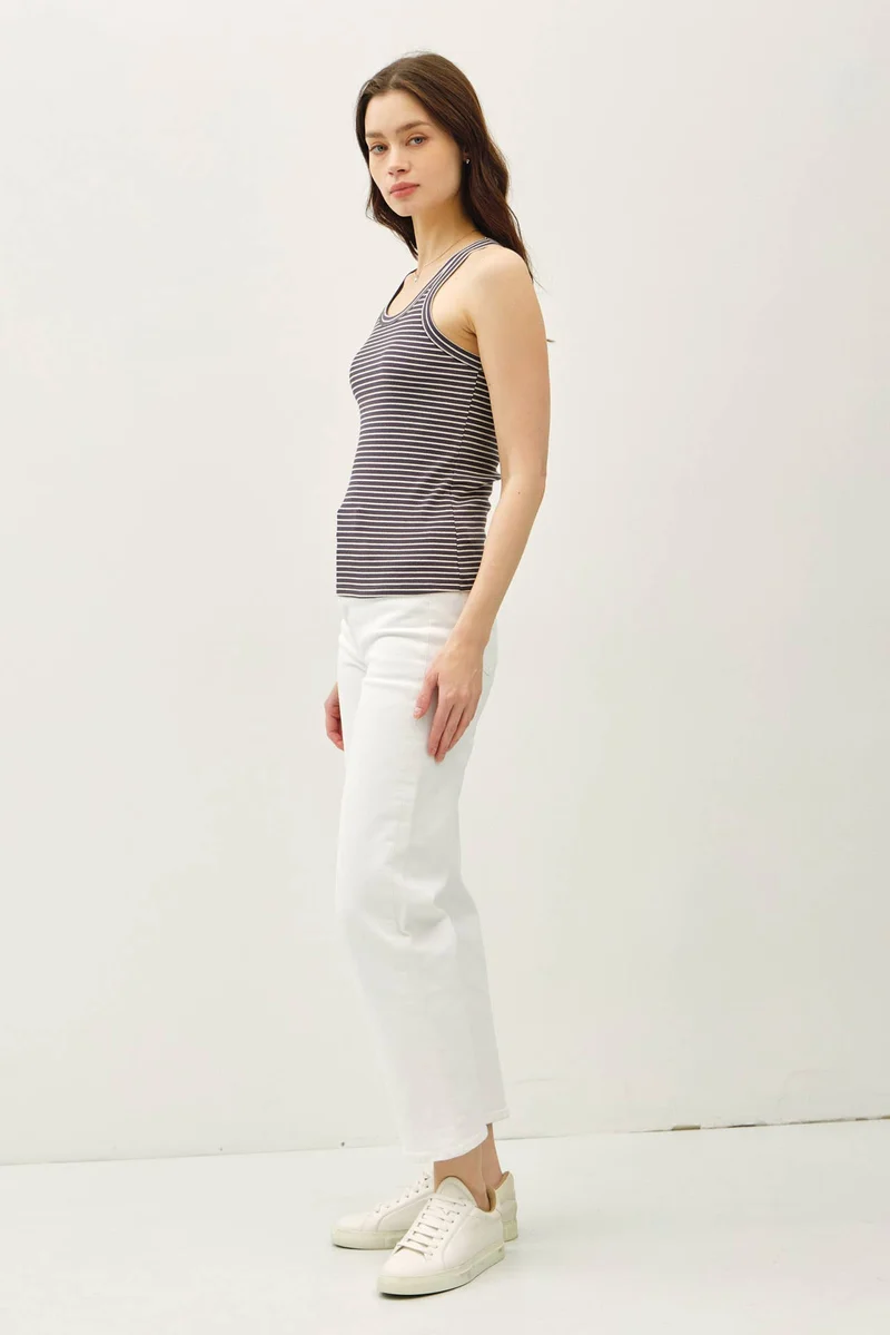 Olive cotton blend Stripeg