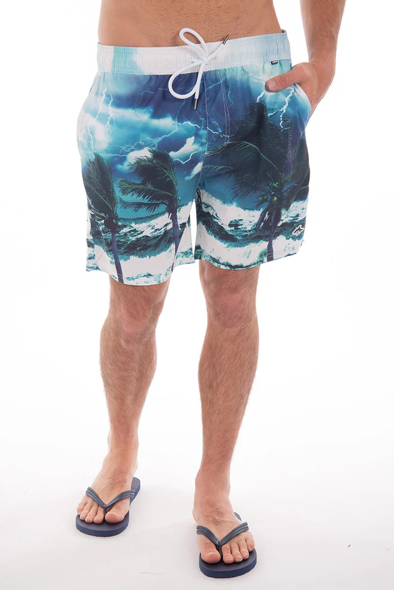 Maillot short imprimé palmiers
