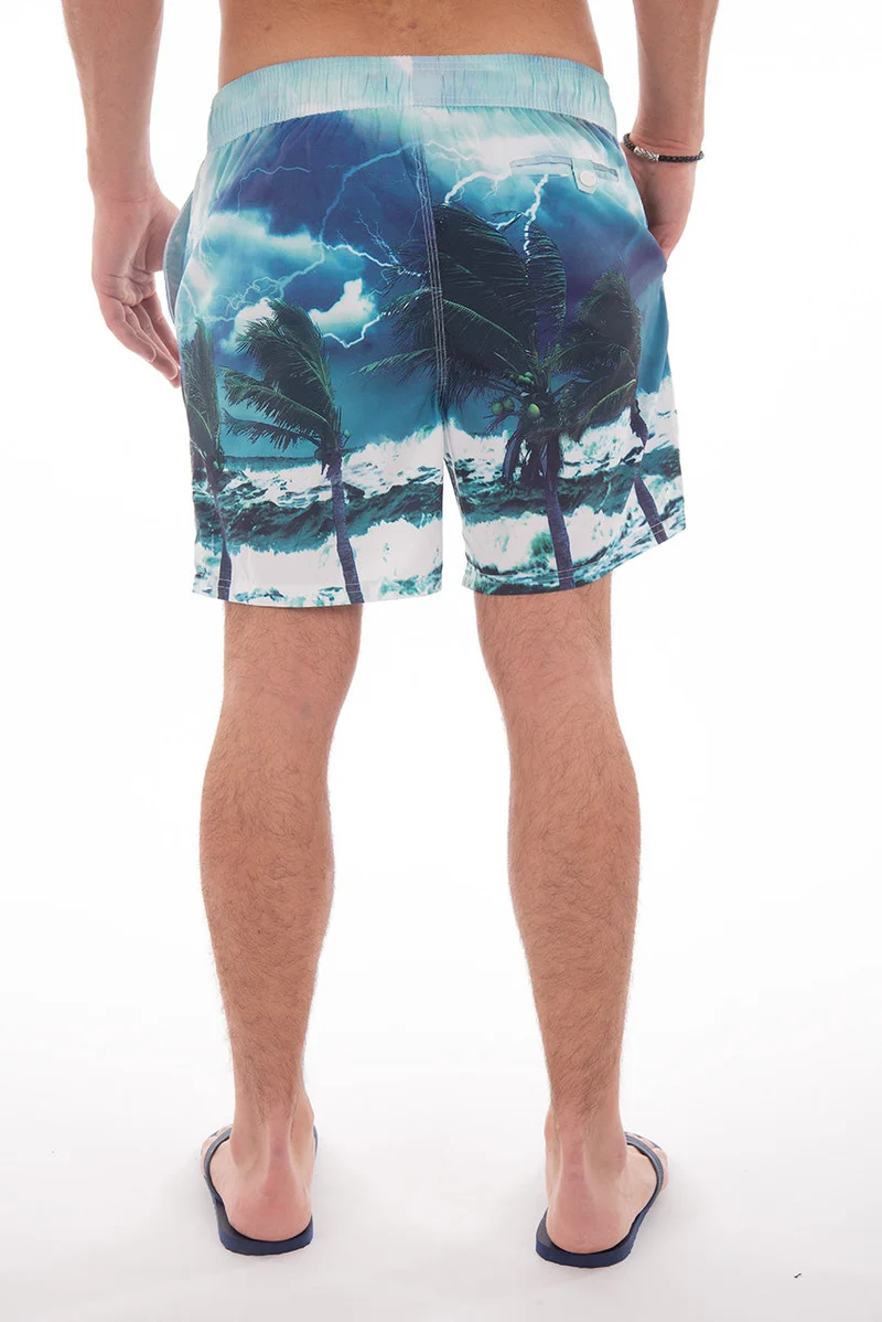 Maillot short imprimé palmiers
