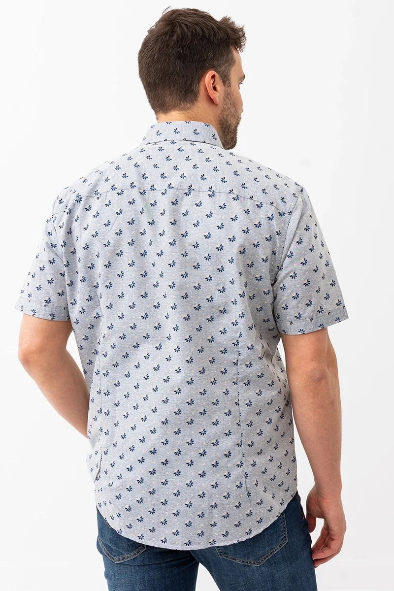 La chemise imprimée fleurs tricolores