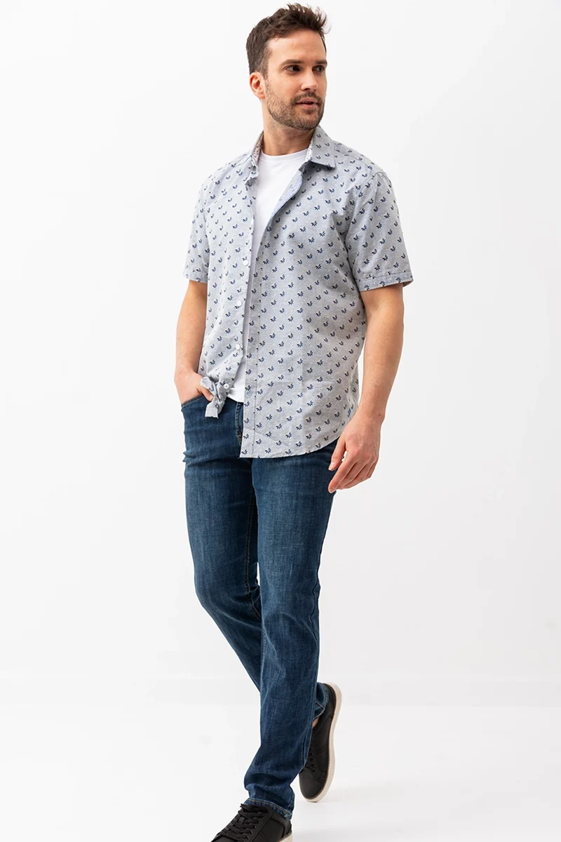 La chemise imprimée fleurs tricolores