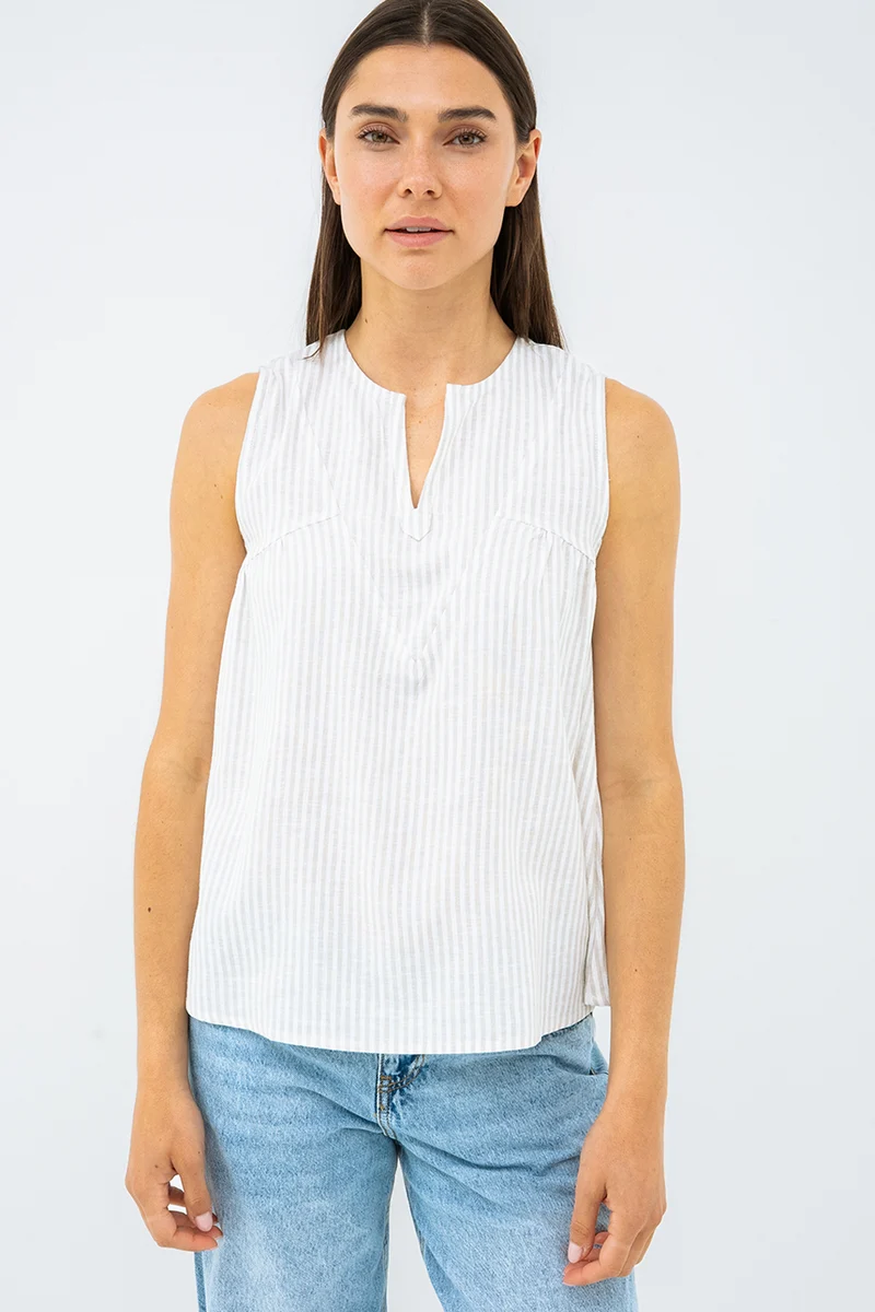 La camisole ample rayé mélange de lin par Silver