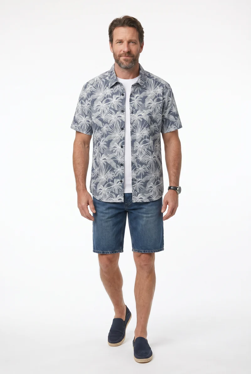 La chemise à motif palmier en lin