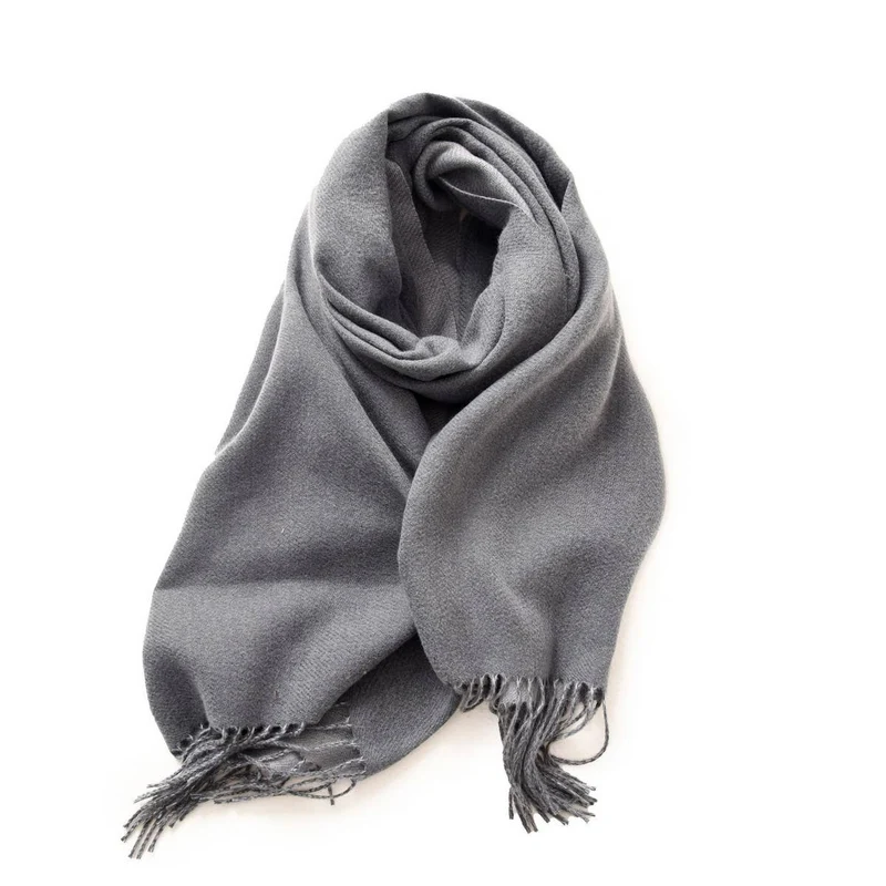 Fashion Scarf - Soft Faux Cashmere with Tassels_CWASC0174: DARKGREEN / (OS) 1
