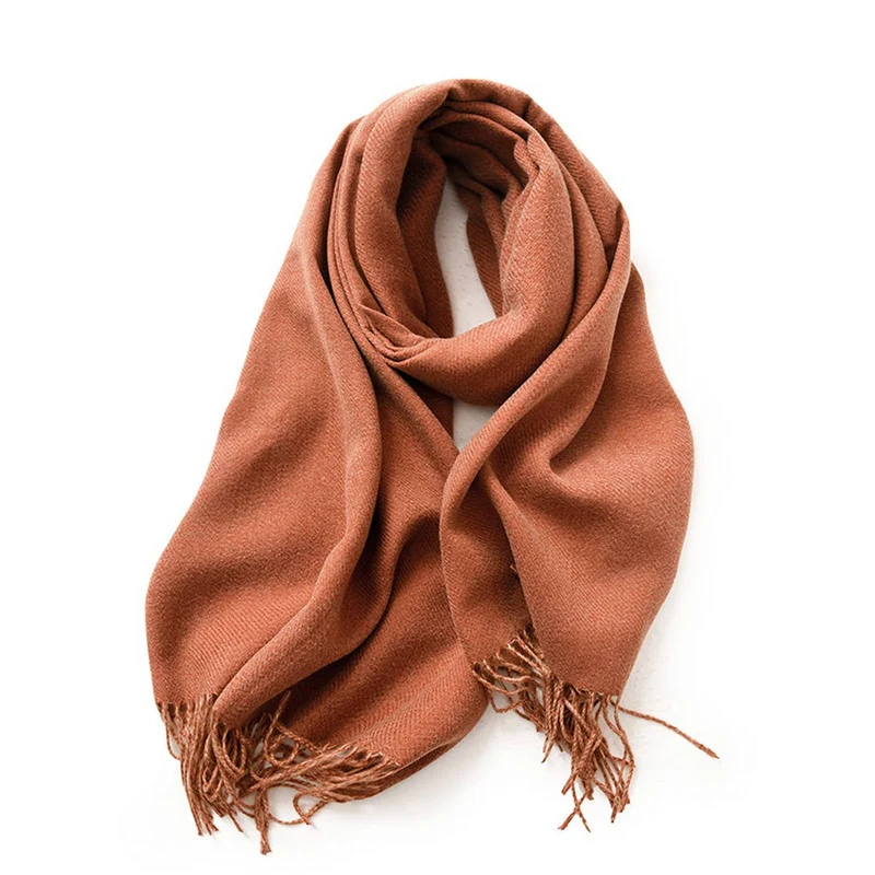 Fashion Scarf - Soft Faux Cashmere with Tassels_CWASC0174: DARKGREEN / (OS) 1