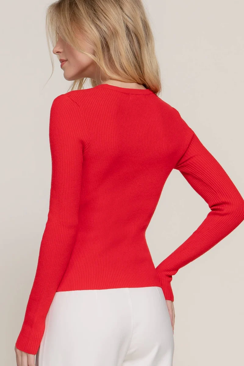 Navy Crew Neck Viscose Rib Sweater