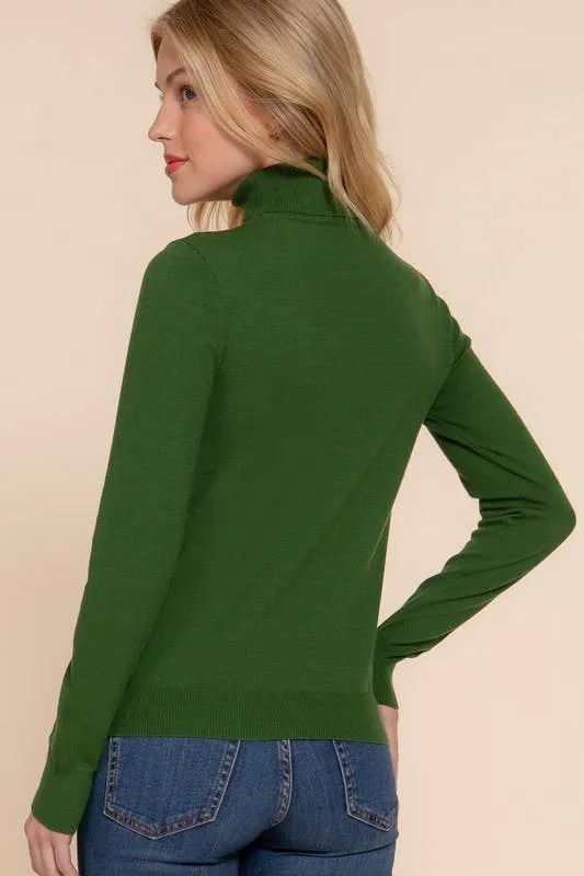Long Sleeve Turtle Neck Basic Viscose Sweater: