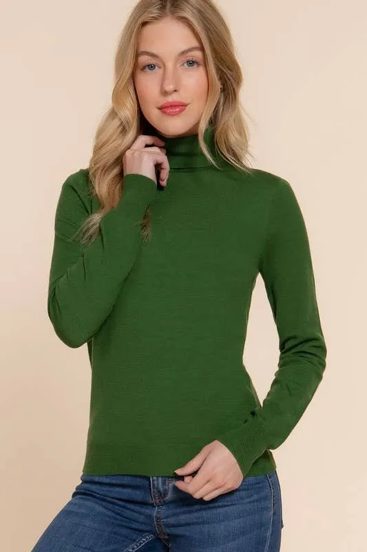 Long Sleeve Turtle Neck Basic Viscose Sweater: