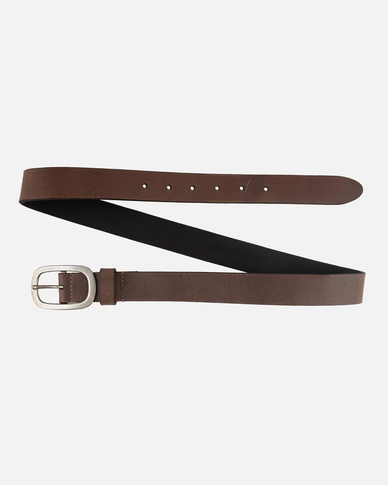 LT. BROWN Classic Leather Belt with Antique Buckle