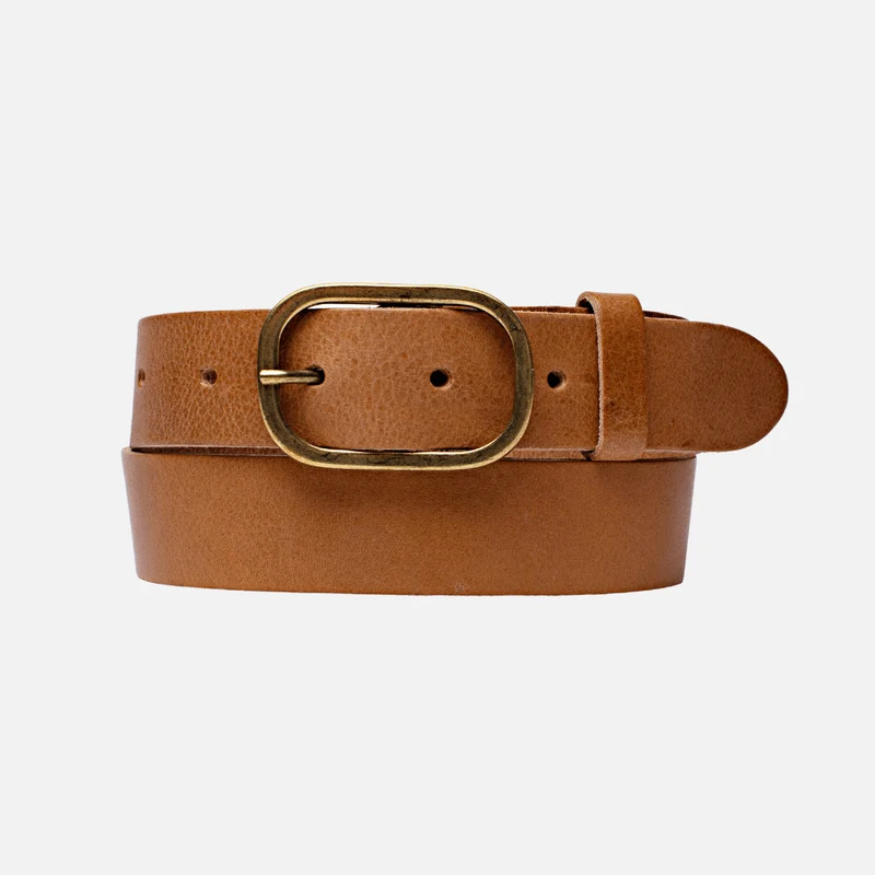 Black Gold Oval Buckle Design Statement Leather Belt Women