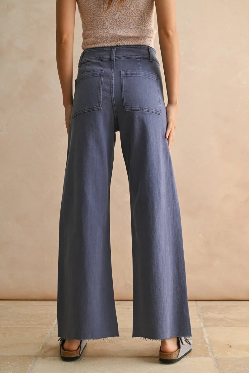 Brown Straight Leg Wide Denim