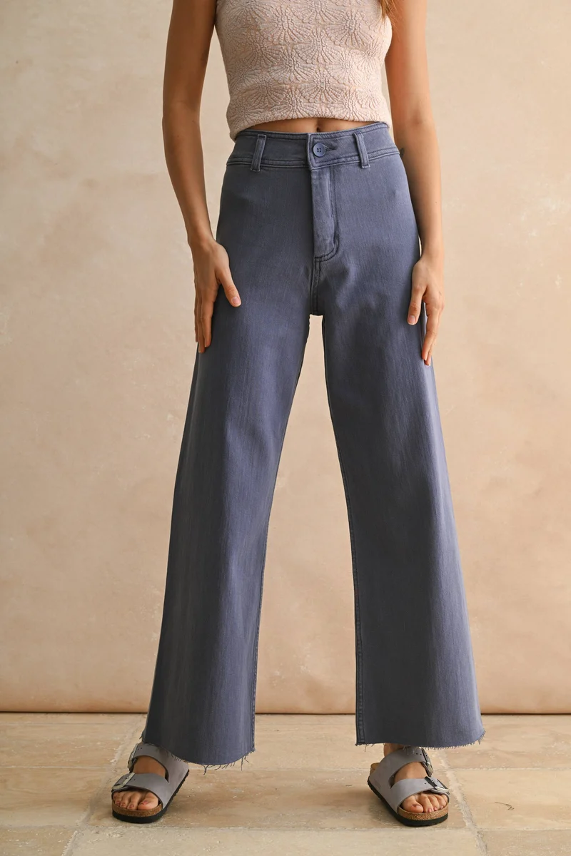 Brown Straight Leg Wide Denim