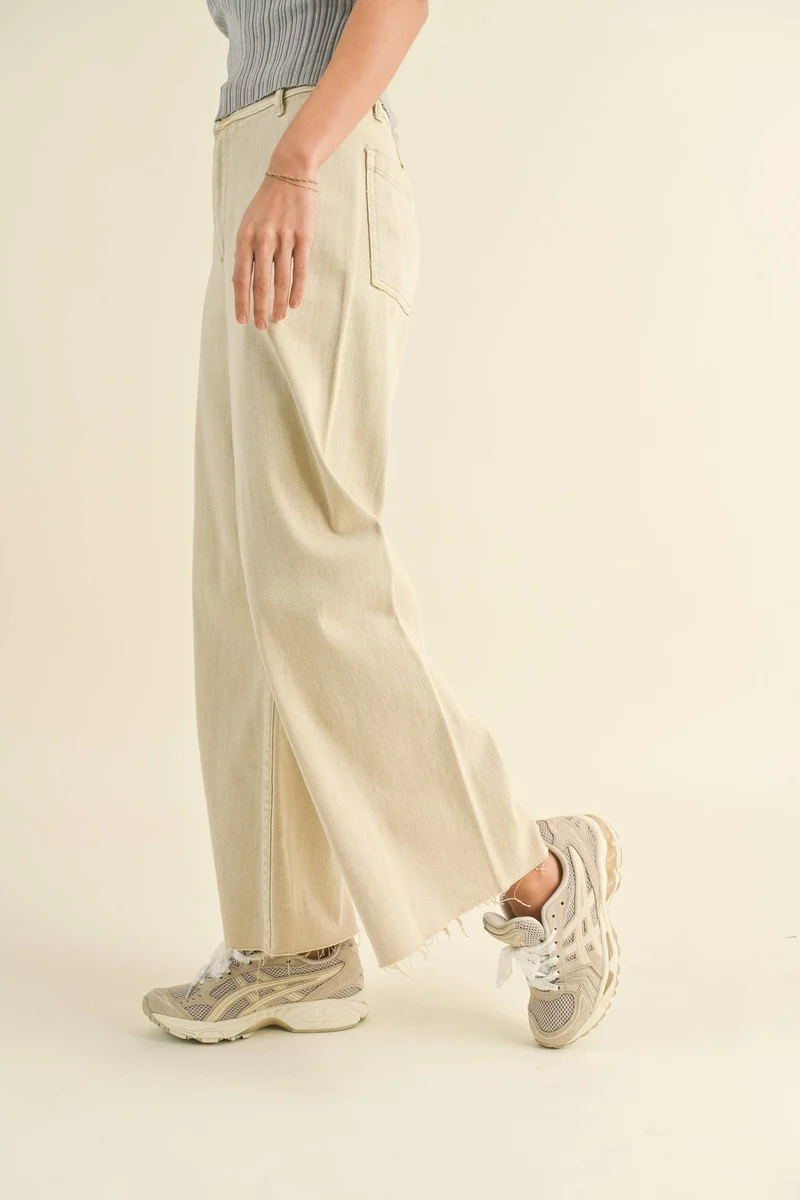 Brown Straight Leg Wide Denim