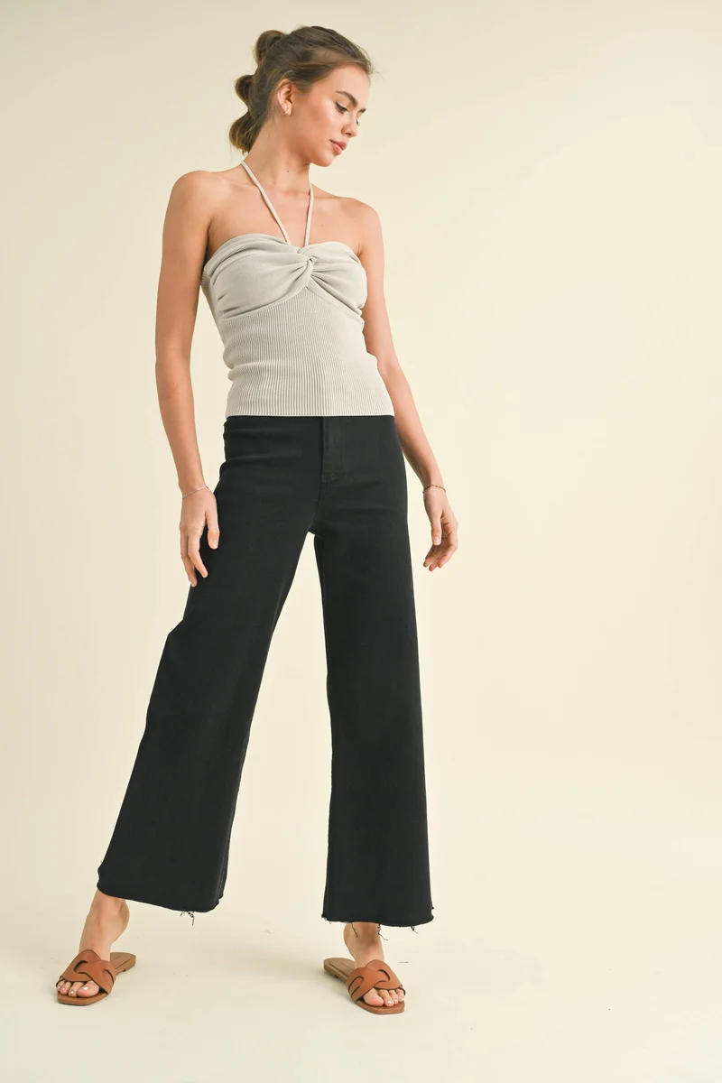 Brown Straight Leg Wide Denim