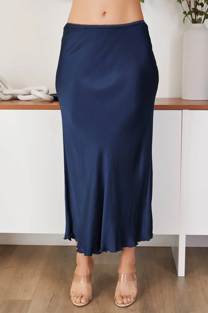 Silky chocolate slip Skirt