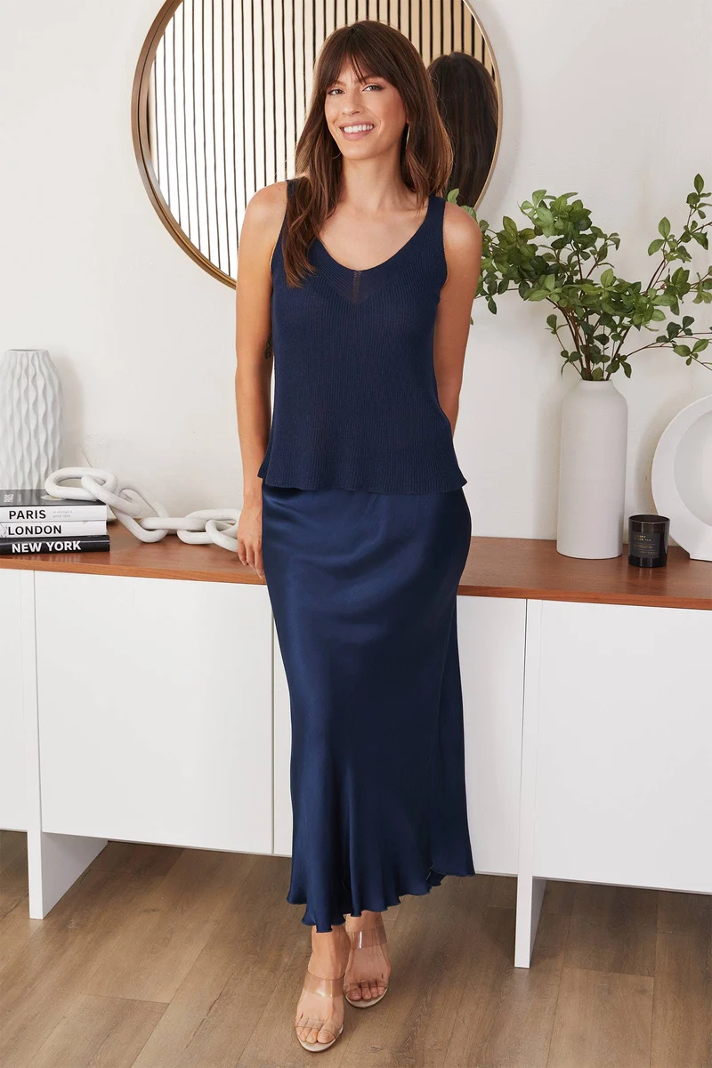 Silky chocolate slip Skirt