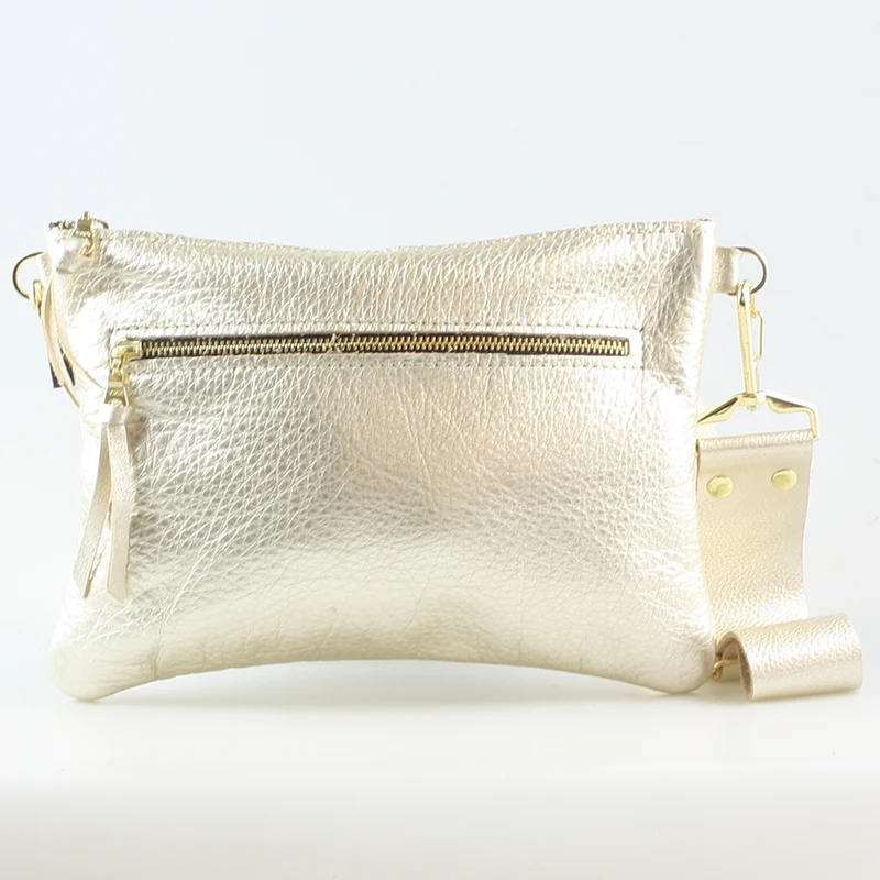 The Metallic Rita Crossbody and Hipbag: Pewter