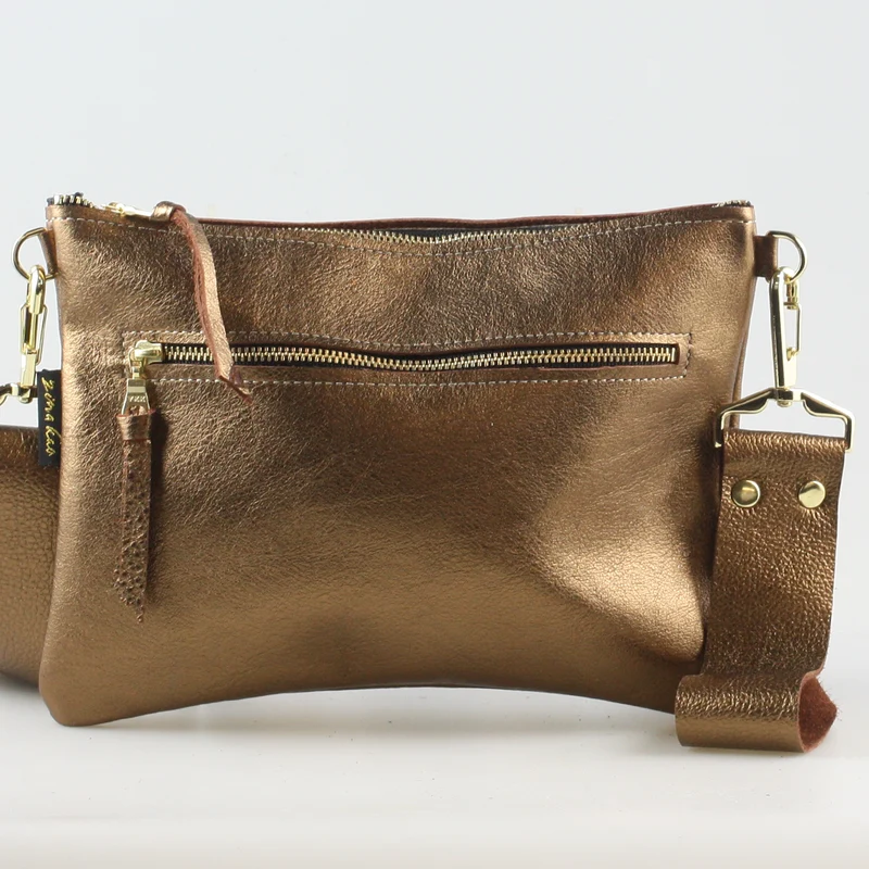 The Metallic Rita Crossbody and Hipbag: Platinum