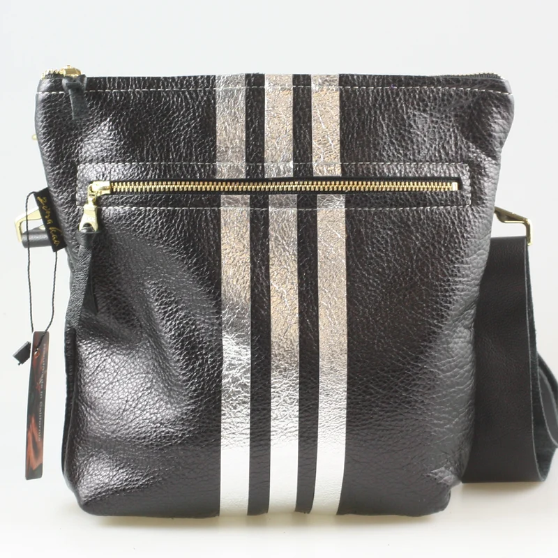 The Stripe Lakeshore - 2 sizes!: Coal w/Onyx Stripe / 9"x9.5" / Matching Leather Strap