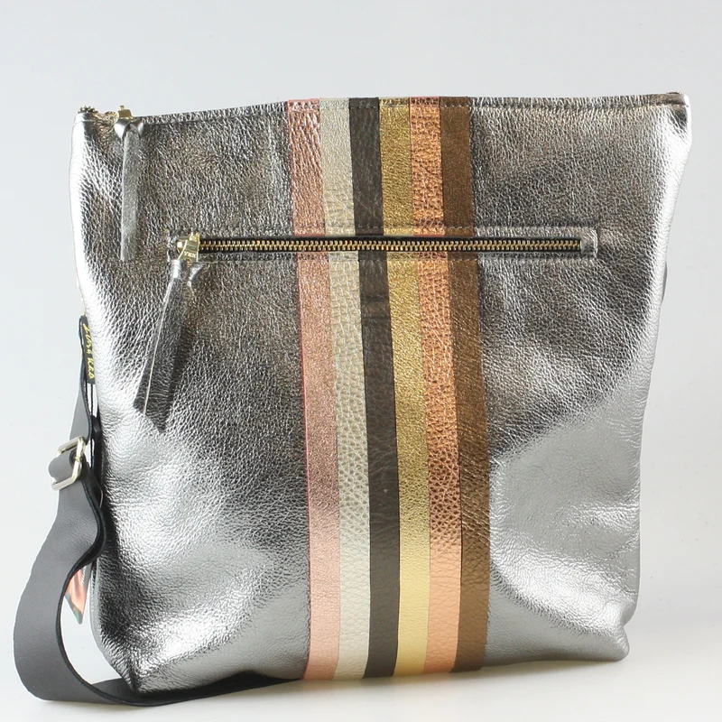The Stripe Lakeshore - 2 sizes!: Coal w/Onyx Stripe / 9"x9.5" / Matching Leather Strap