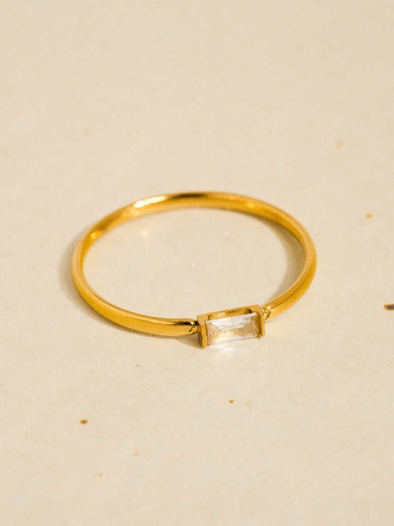 Côme 18K Gold Non-Tarnish Minimalist Thin CZ Band: Yellow Gold / 7