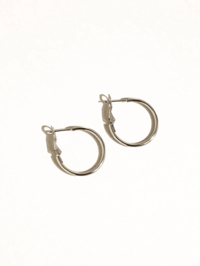 Eska 18K Gold Non-Tarnish Classic Thin Hoop Earring: Silver / 60 MM