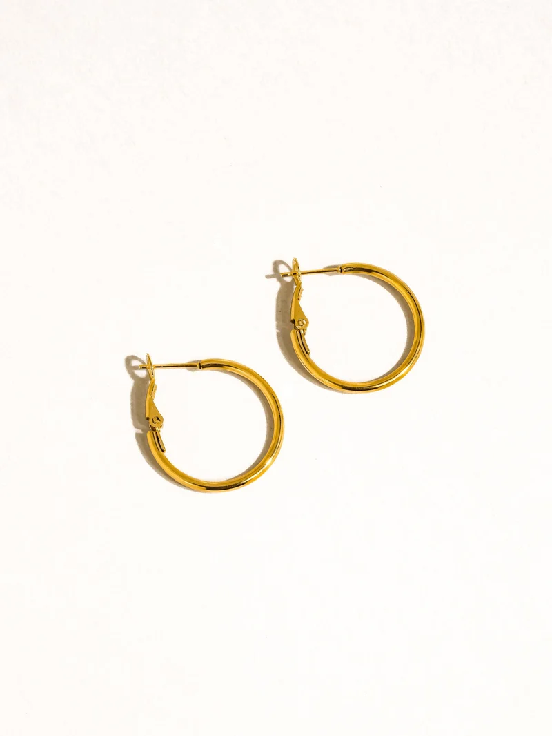 Eska 18K Gold Non-Tarnish Classic Thin Hoop Earring: Silver / 40 MM