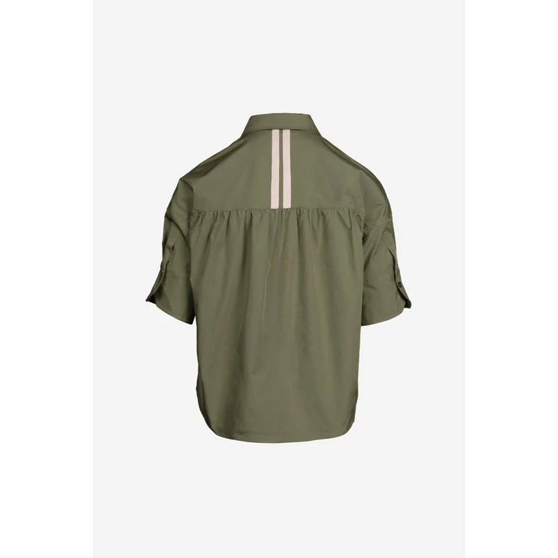 Boxy Half Sleeve Blouse With Stripe Accents