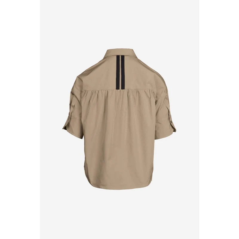 Boxy Half Sleeve Blouse With Stripe Accents