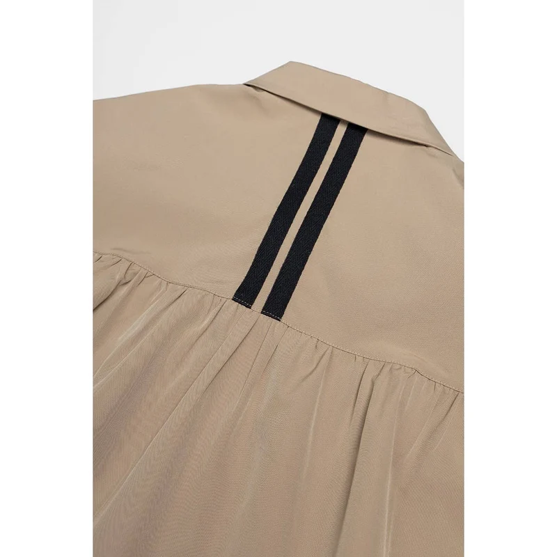 Boxy Half Sleeve Blouse With Stripe Accents