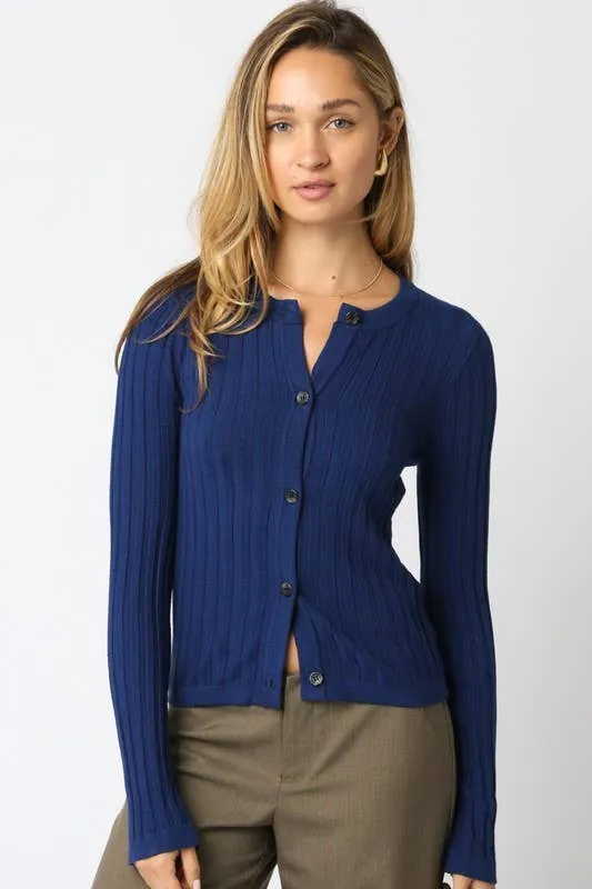Haley Knit Button Top: Black