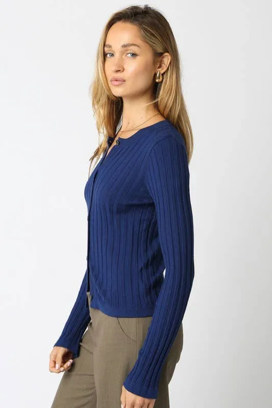 Haley Knit Button Top: Black