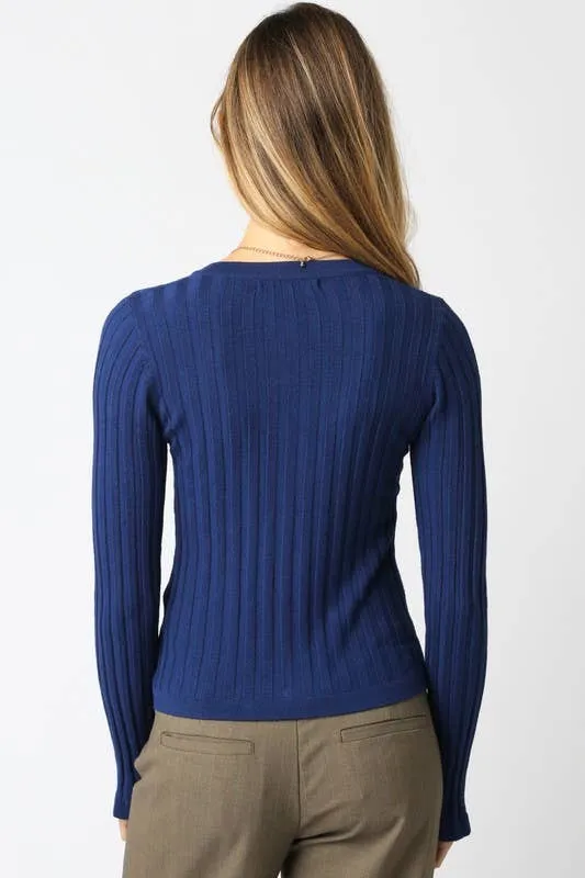 Haley Knit Button Top: Black