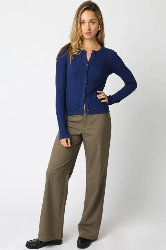 Haley Knit Button Top: Black