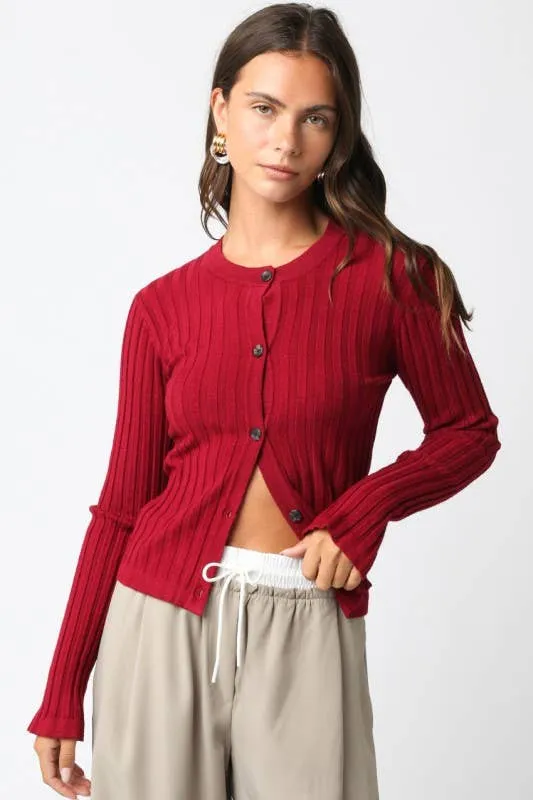 Haley Knit Button Top: Black