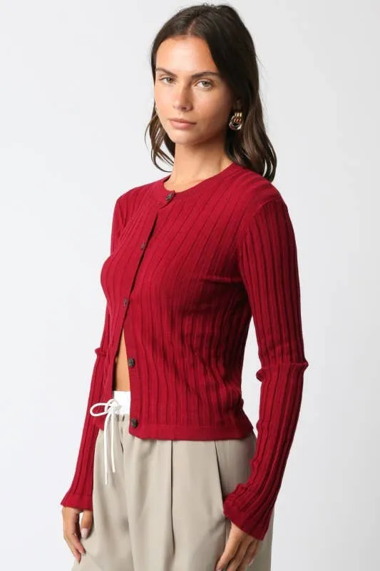 Haley Knit Button Top: Black