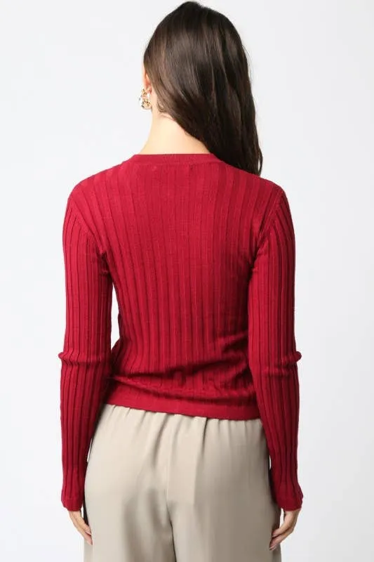 Haley Knit Button Top: Black