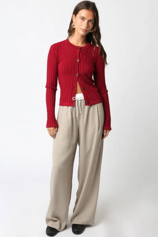 Haley Knit Button Top: Black