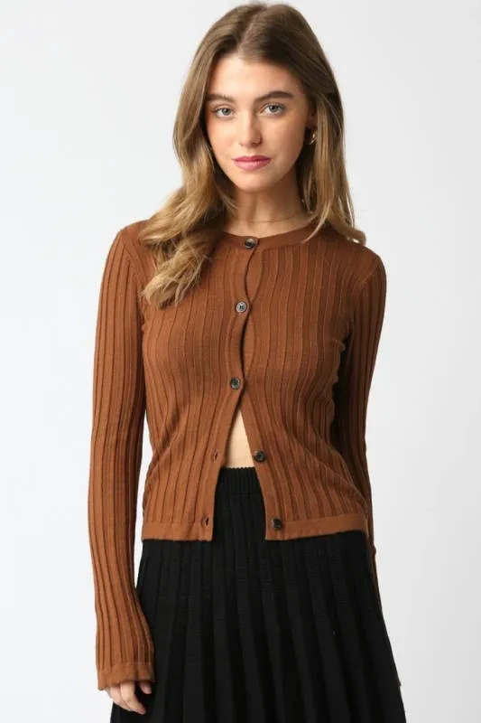 Haley Knit Button Top: Black