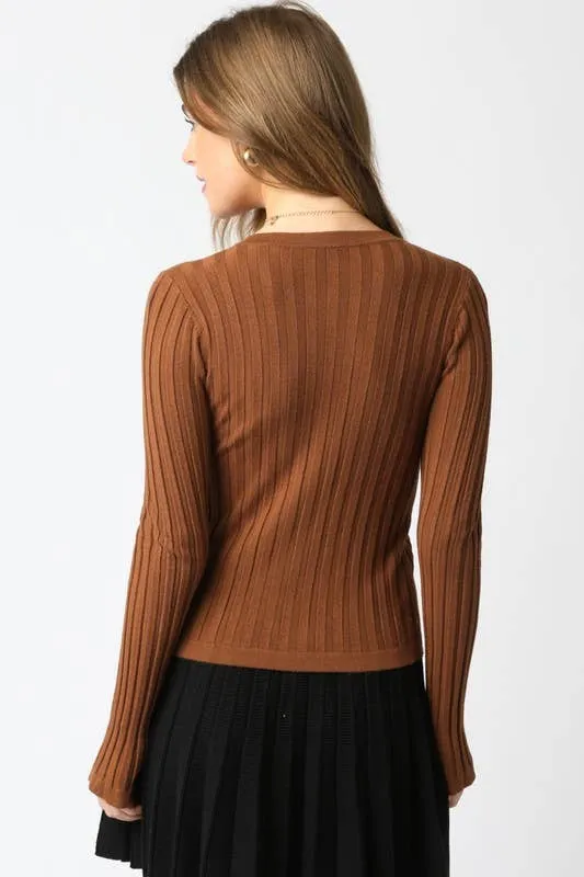 Haley Knit Button Top: Black