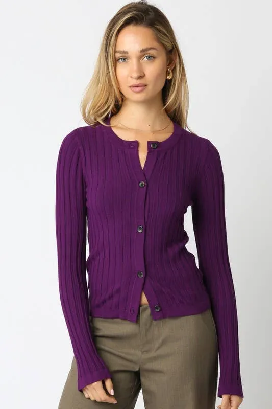 Haley Knit Button Top: Black