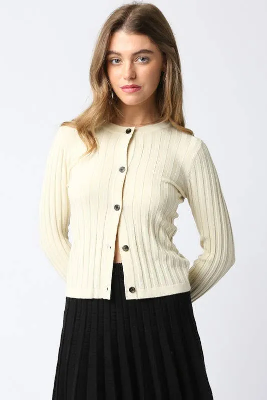 Haley Knit Button Top: Black