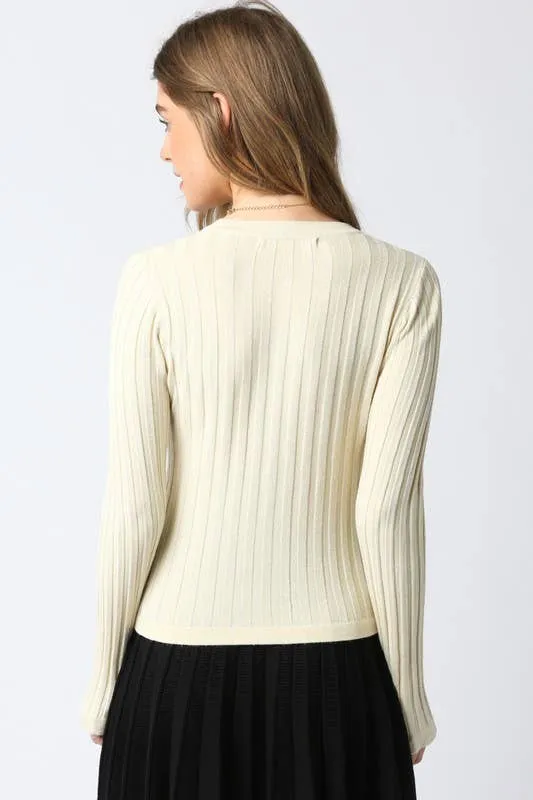 Haley Knit Button Top: Black