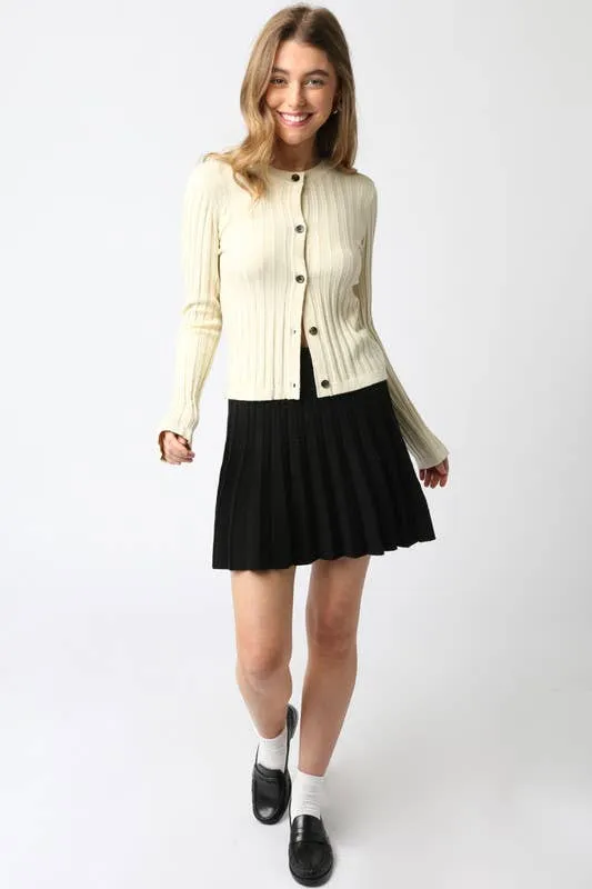 Haley Knit Button Top: Black