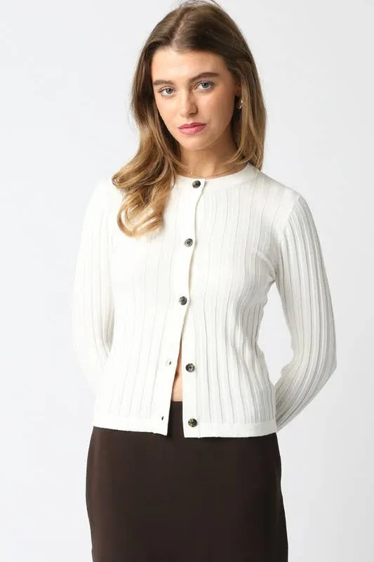 Haley Knit Button Top: Black