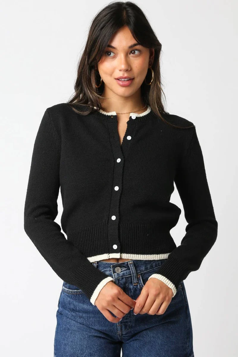 Tess Sweater: Black Cream