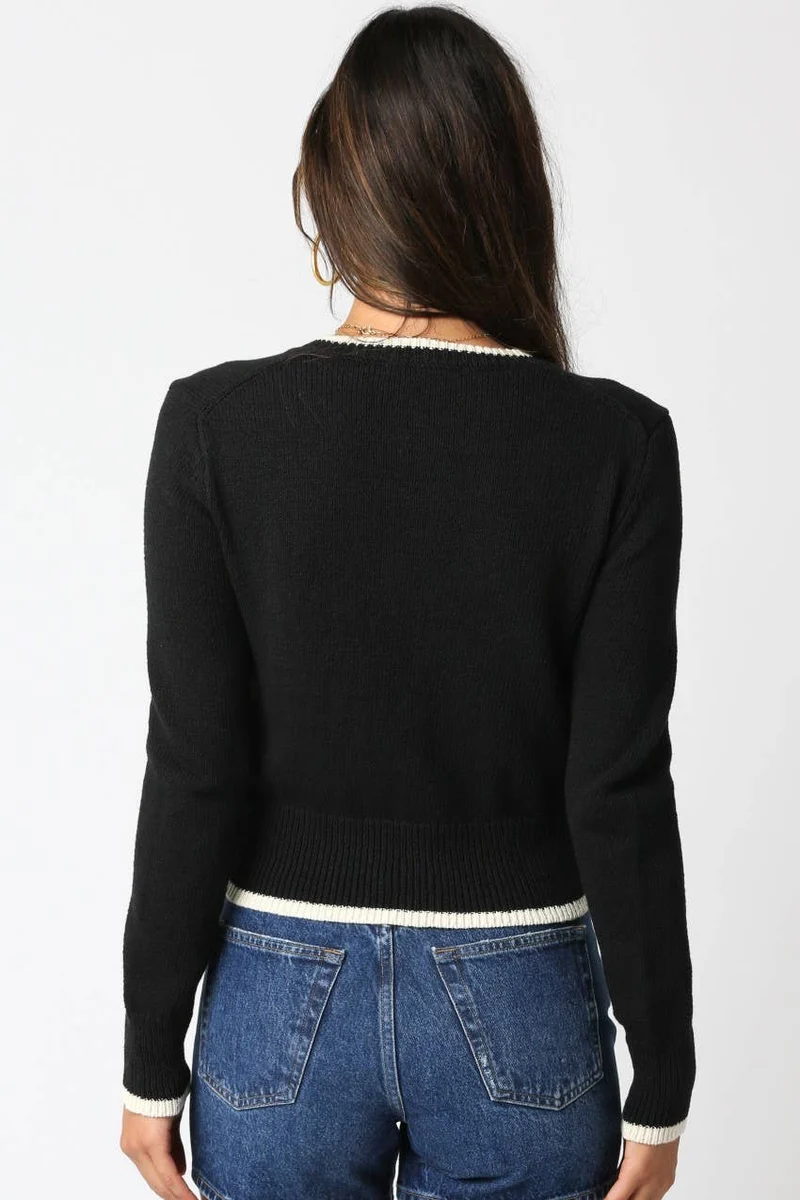 Tess Sweater: Black Cream