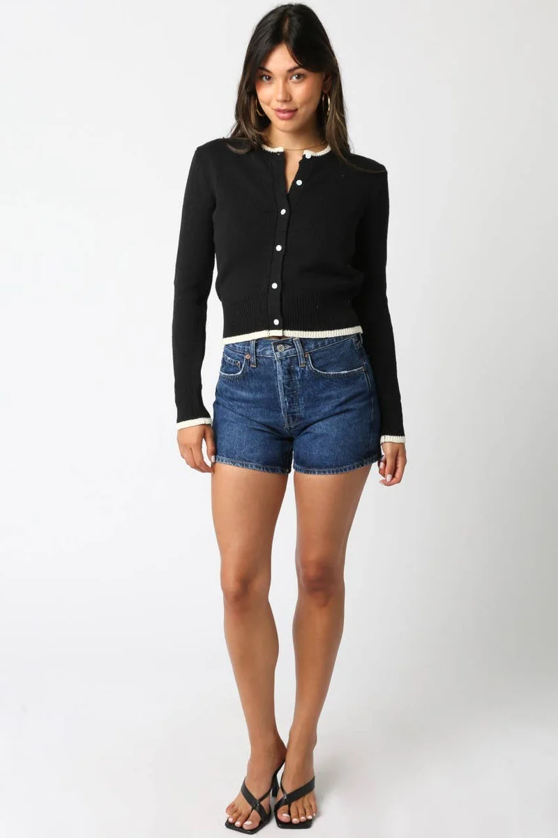 Tess Sweater: Black Cream